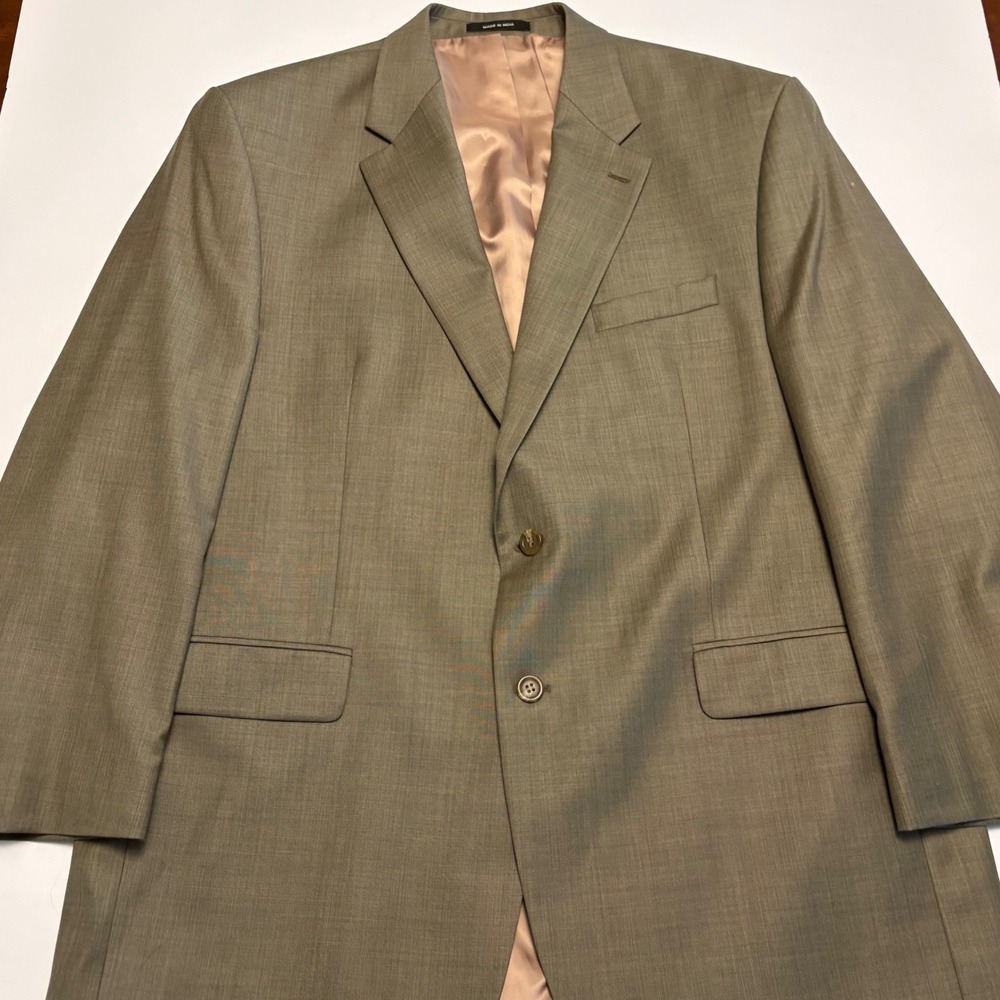 Lauren Ralph Lauren Suit Mens 40R 34W Tan Pure New Wool Pleated Two Button